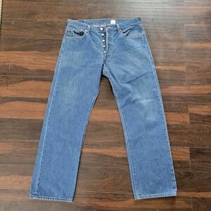 Vintage Y2K Men Levi's 501XX Dark Wash Button Fly Jeans Tag 36x34 Actual( 34x31)